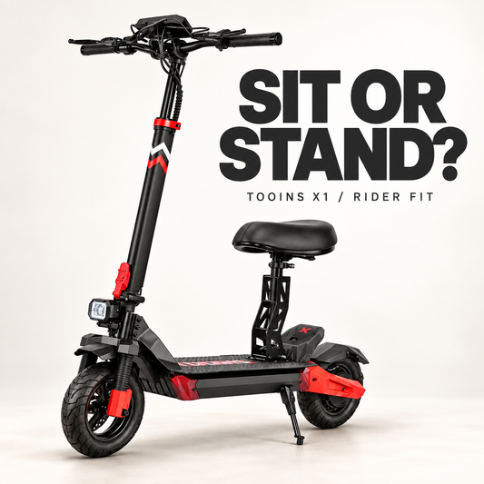 TOOINS X1 seated and standing rider fit guide